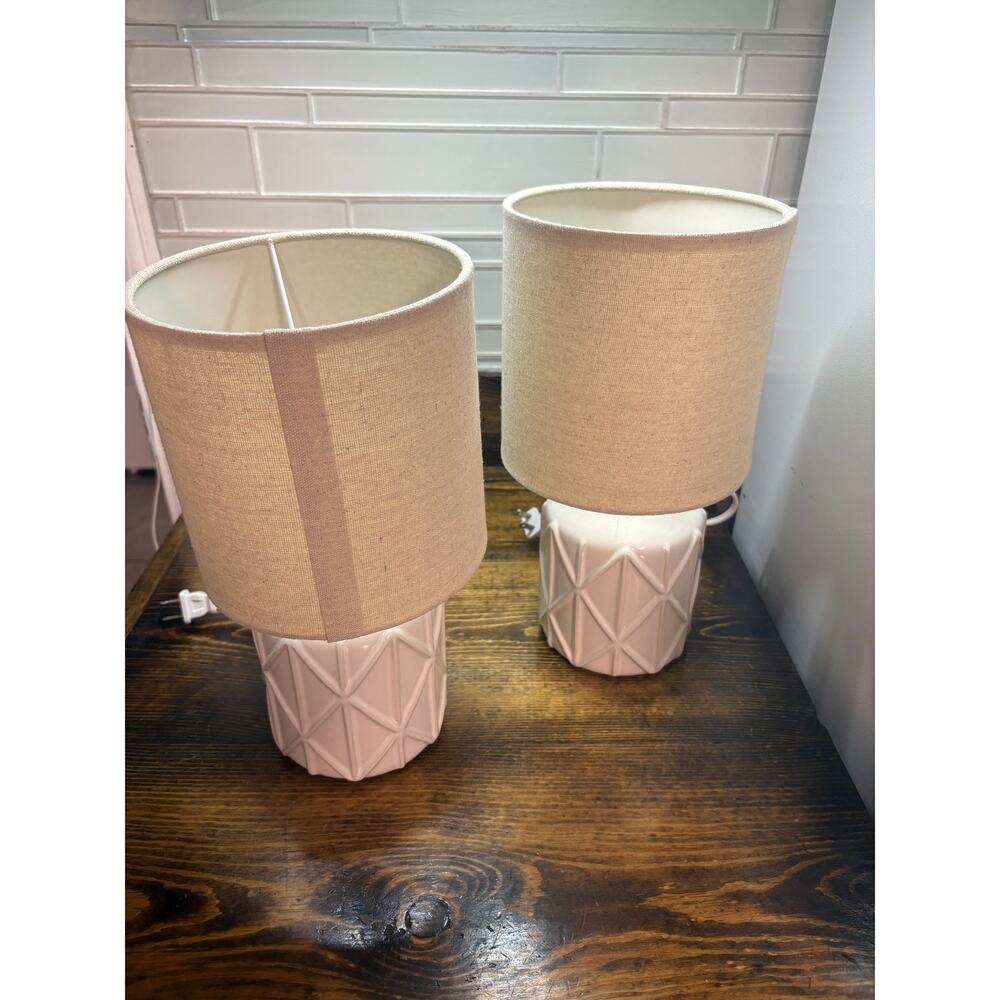 Set‎ Of 2 Mini Table Top Cream Lamps